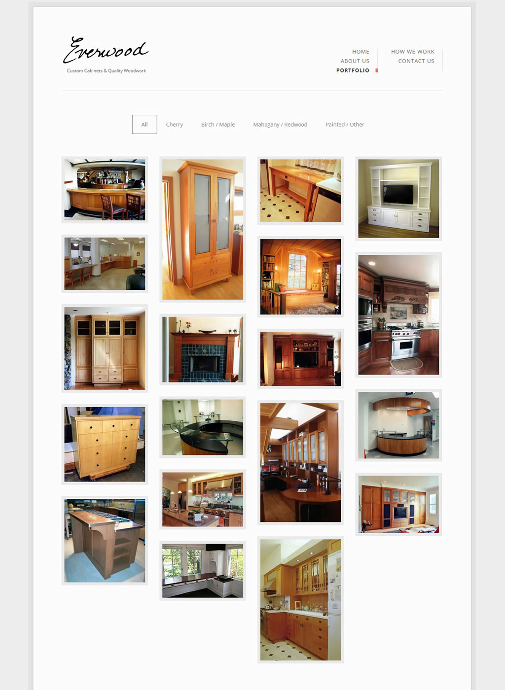 Portfolio page of Everwood Cabinets